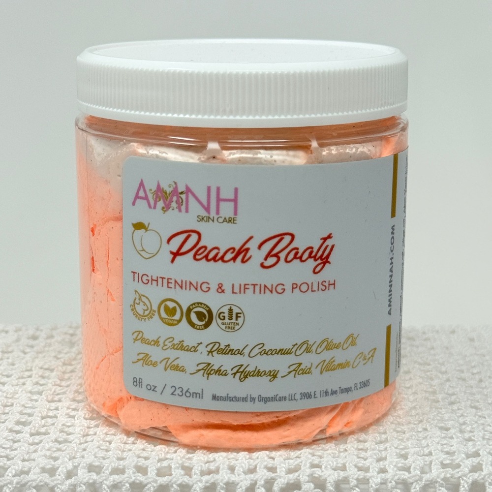 Aminnah Skin Care Peach Booty Tightening Lifting Polish 8oz Retinol AHA Vegan